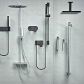Modern Black And Chrome Shower System With Rain Shower Head Handheld Sprayer And Controls 3d model
