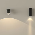 Modern Black Wall Lights Featuring Minimalist Design Mounted on Wall with Illuminating Shadow Effects 3d model
