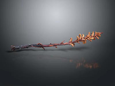 Handcrafted Wooden And Stone Decorative Branch For Home Interior Design 3d model