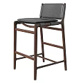 Modern Bar Stool With Wooden Frame And Comfortable Leather Seat Design 3d model