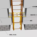Building Exterior Wall Construction With Scaffolding Reinforcement Layout And Concrete Structure 3d model