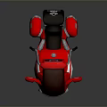 Red Motorcycle With Black Seat Red Windshield White Circular Pattern And Blue Lights Design 3d model