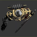 Game Movie Warrior Character With White Hair Ornate Armor Gold Red Accents And Weapons
