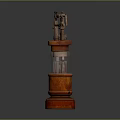 Vintage Mechanical Device With Orange Base And Transparent Cylinder Structure