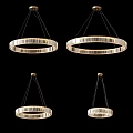 Modern Crystal Chandelier Featuring Multiple Circular Rings For Elegant Interior Lighting 3d model
