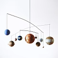 Colorful Planetary Hanging Decoration with Curved Metal Frame and Suspended Planet Models