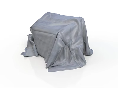 Elegant Cube Shaped Furniture Draped With Soft Gray Fabric Material 3d model