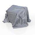 Elegant Cube Shaped Furniture Draped With Soft Gray Fabric Material