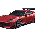 Red Modified Ferrari Sports Car With Rear Spoiler And Sporty Aerodynamic Design