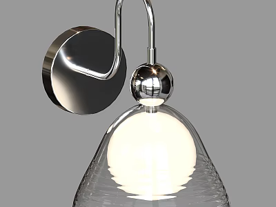 Modern Wall Lamp With Sleek Metal Finish Transparent Glass Shade And Illuminated Bulb 3d model
