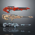 Futuristic Sci Fi Weapons with Different Color Designs and Advanced Mechanical Structures 3d model