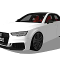 White Audi Sedan With Black Roof Red Seats And Black Wheels