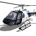 LAPD Police Helicopter with Black and White Exterior Transparent Cockpit and Landing Gear