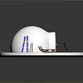 Traditional White Dome Building With Sled And Colorful Stripes On Circular Platform