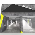 Modern Clothing Store Interior With Gray Flooring White Counters Metal Frames And Lighting