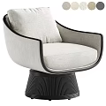 Light Gray Accent Chair With Black Frame And Ribbed Cylindrical Base 3d model