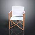 Wooden Frame Leisure Chair With White Canvas Seat And Backrest Cross Leg Design