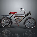 Vintage Bicycle With Red Seat Black Frame And Silver Headlight On Reflective Surface