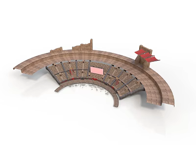 Ancient Roman Amphitheater 3D Model With Tiered Seats And Stone Arch Structures 3d model
