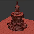 Intricate Carved Layered Tower Garden Ornament With Green Mossy Finish And Antique Design