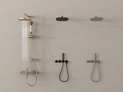 Modern Shower System Design With Overhead Showerhead Handheld Sprayer And Wall Mounted Fixtures 3d model