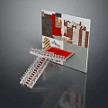 Modern Architectural Model With Transparent Staircase Red Platform And Mixed Materials