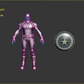 Captain America Action Figure In Blue Uniform With Red Gloves And Circular Shield