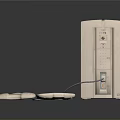 Vintage Beige Electronic Appliance With Two Wired Remote Controls And Control Panel Buttons 3d model