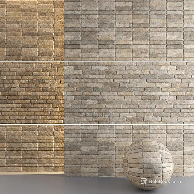 Various Brick Wall Textures in Brown and Gray Tones for Interior Decor 3d model
