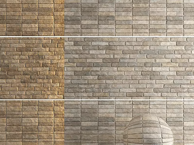 Various Brick Wall Textures in Brown and Gray Tones for Interior Decor 3d model