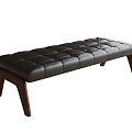Modern Black Leather Bed Bench with Tufted Design and Wooden Legs