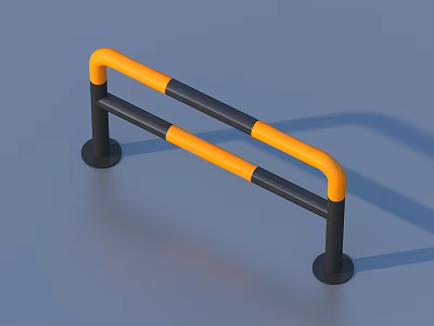 Household Safety Rail Orange And Black Double Bar With Curved Top Design 3d model
