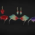 Unique Shaped Earrings With Lightning Petal And Dripping Designs In Colorful Rainbow Red