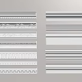 White Decorative Moldings With Various Patterns And Styles For Home Decoration 3d model