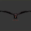 Fantasy Eagle Spreading Wings Flying With Red Claws Open Beak And Fiery Glowing Effects