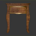 Classic Wooden Side Table With Single Drawer And Curved Decorative Legs