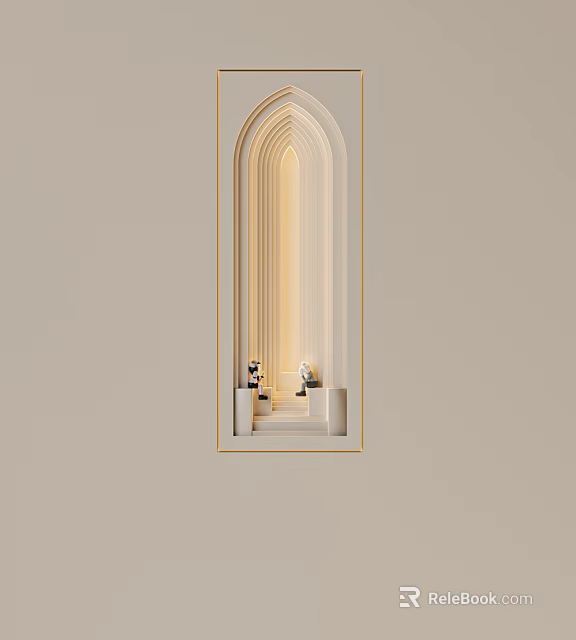 Wall Lamp With Modern Arch Design Soft Lighting And Decorative Shelf 3d model 