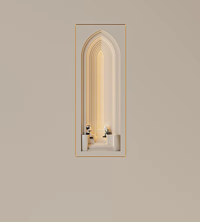 Wall Lamp With Modern Arch Design Soft Lighting And Decorative Shelf 3d model
