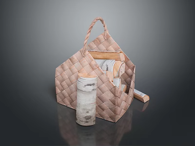 Woven Storage Basket With Towels And Rolled Items For Household Use 3d model