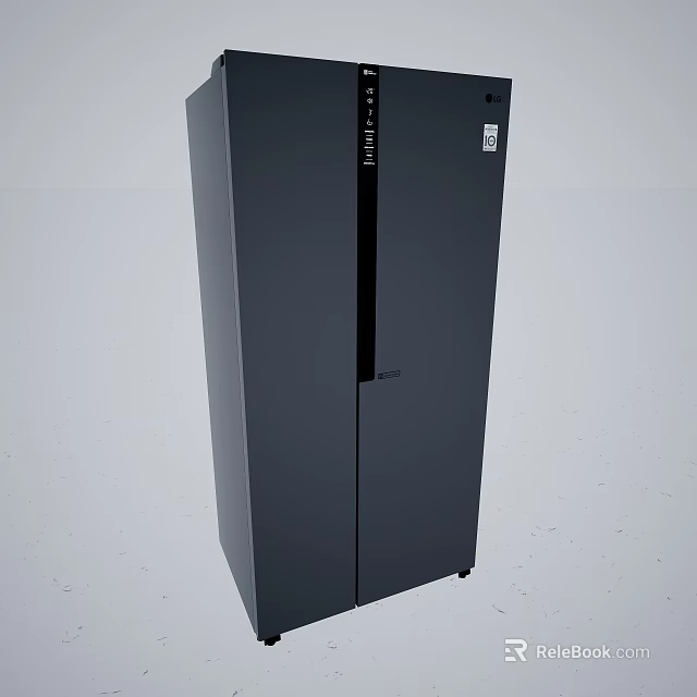 Sleek Black Double Door Refrigerator Modern Kitchen Appliance For Home 3d model 