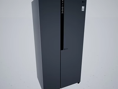 Sleek Black Double Door Refrigerator Modern Kitchen Appliance For Home 3d model