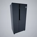 Sleek Black Double Door Refrigerator Modern Kitchen Appliance For Home