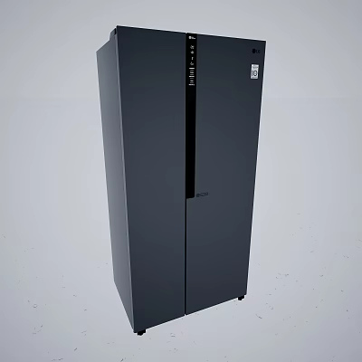 Sleek Black Double Door Refrigerator Modern Kitchen Appliance For Home 3d model