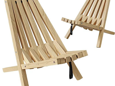 Wooden Leisure Chair With Slatted Back Design For Comfortable Outdoor Relaxation Use 3d model