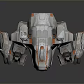 Futuristic Mechanical Robot Game And Movie Character With Gray White Armor And Orange Accents