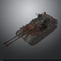 Weathered Military Tank With Detailed Armored Structure Long Cannon Barrel And Heavy Tracks