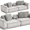 Modern Plush Upholstered Double Seater Sofa With Throw Pillows And Multiple Custom Color Options