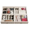 Beige Striped Jewelry Cabinet with Transparent Top Cover and Multiple Drawers for Jewelry Storage