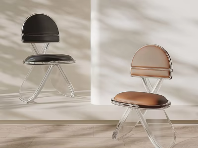 Elegant Modern Dining Chairs With Transparent Acrylic Frames And Leather Seats 3d model