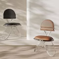 Elegant Modern Dining Chairs With Transparent Acrylic Frames And Leather Seats